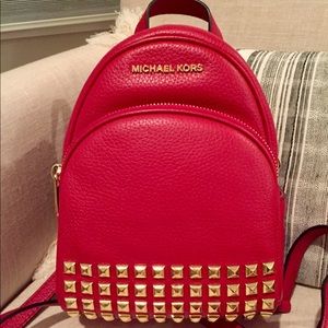 Michael Kors Abbey Backpack Red Leather
